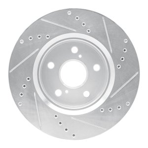 Toyota C-HR Brake Rotor (1) - Front Left - R1 Concepts - Drilled & Slotted - Silver - `18-`22